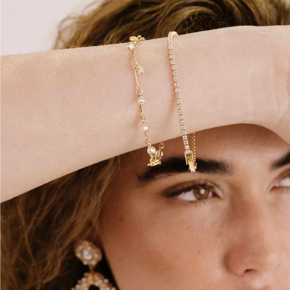 Gold & Crystal Dangle Bracelet